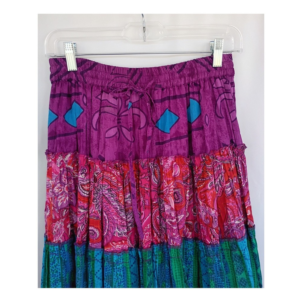 ANU Purple Multicolor Cotton Patchwork Tiered Boh… - image 6